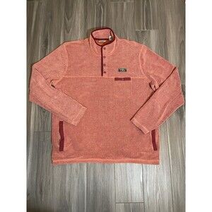 LL Bean Sweater Mens XL Tall Peach/Red 1/4 Zip Fleece Snap Jacket Sherpa